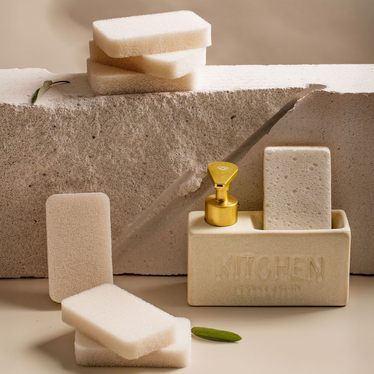 Zestaw gąbek LUCENS kuchennych śmietankowych, 10,5x6,5 cm 6 el.