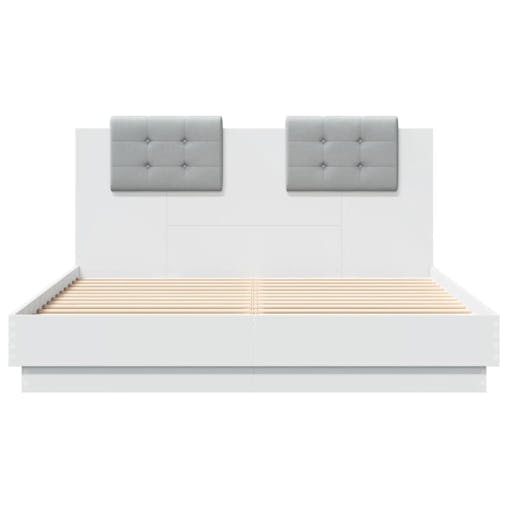 NNEVL Bed Frame with Headboard White 150x200 cm Engineered Wood