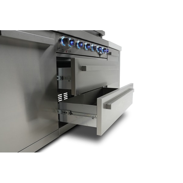 Mont Alpi MAi805 44-inch 6-Burner 115000 BTU Stainless Steel Gas Outdoor Kitchen Bar Barbecue Modular Island Grill