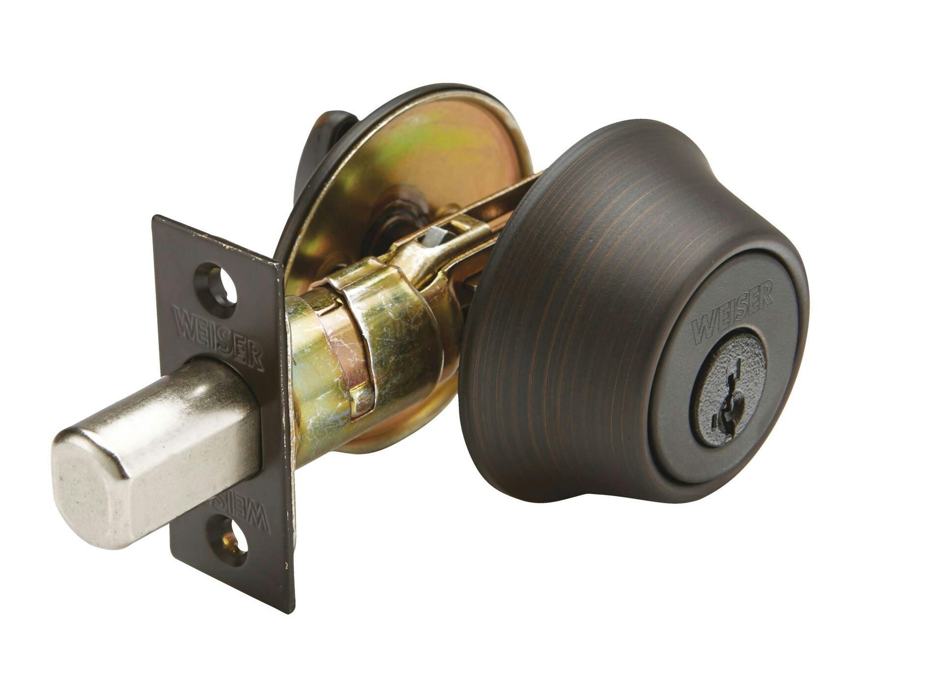 Weiser Single-Cylinder Round Deadbolt Door Lock, Veniatian Bronze