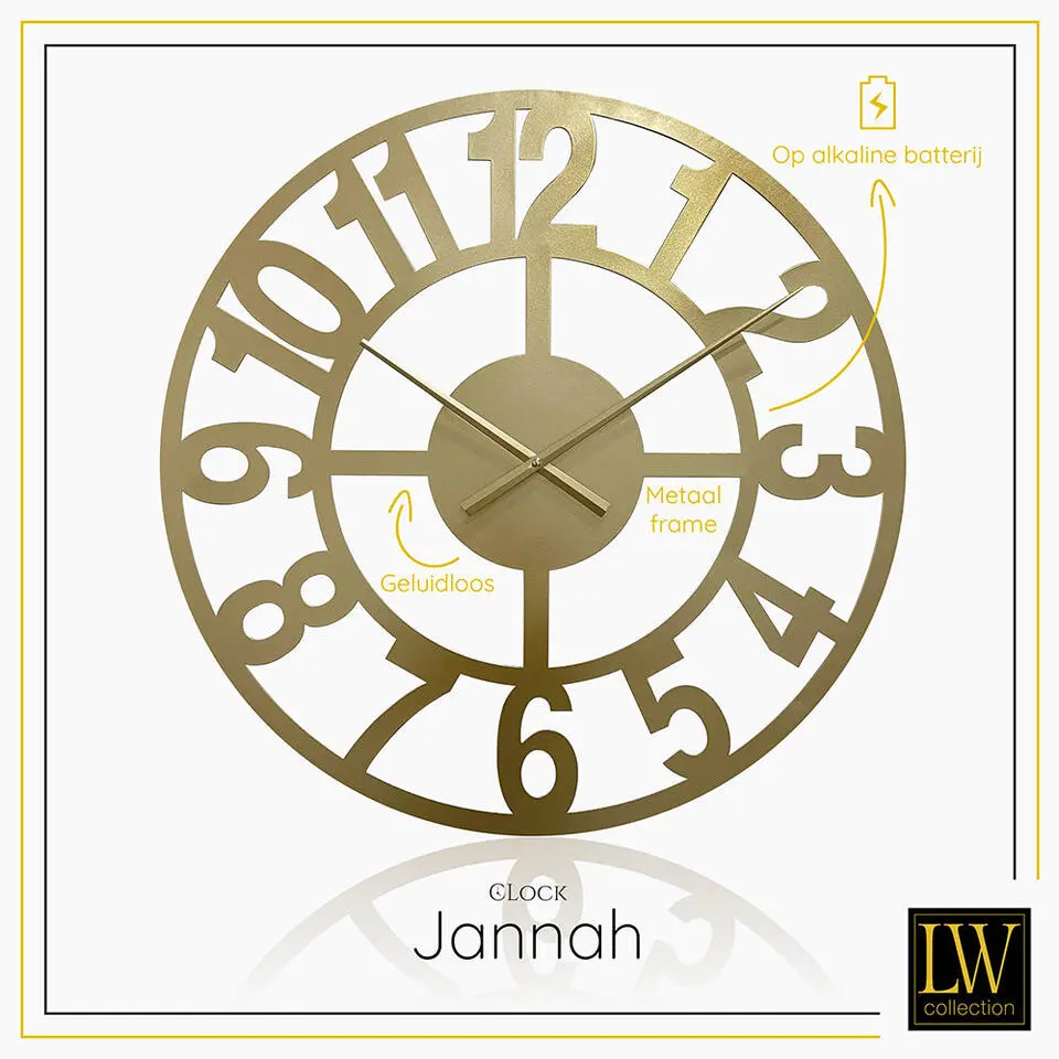 LW Collection Wandklok Jannah goud 60cm