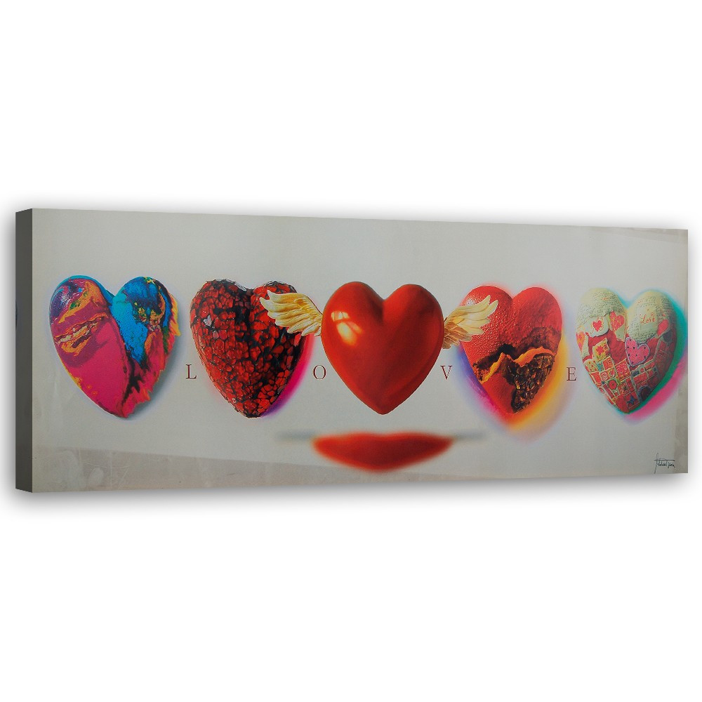 Feeby Obraz na płótnie Serca i napis love 90x30