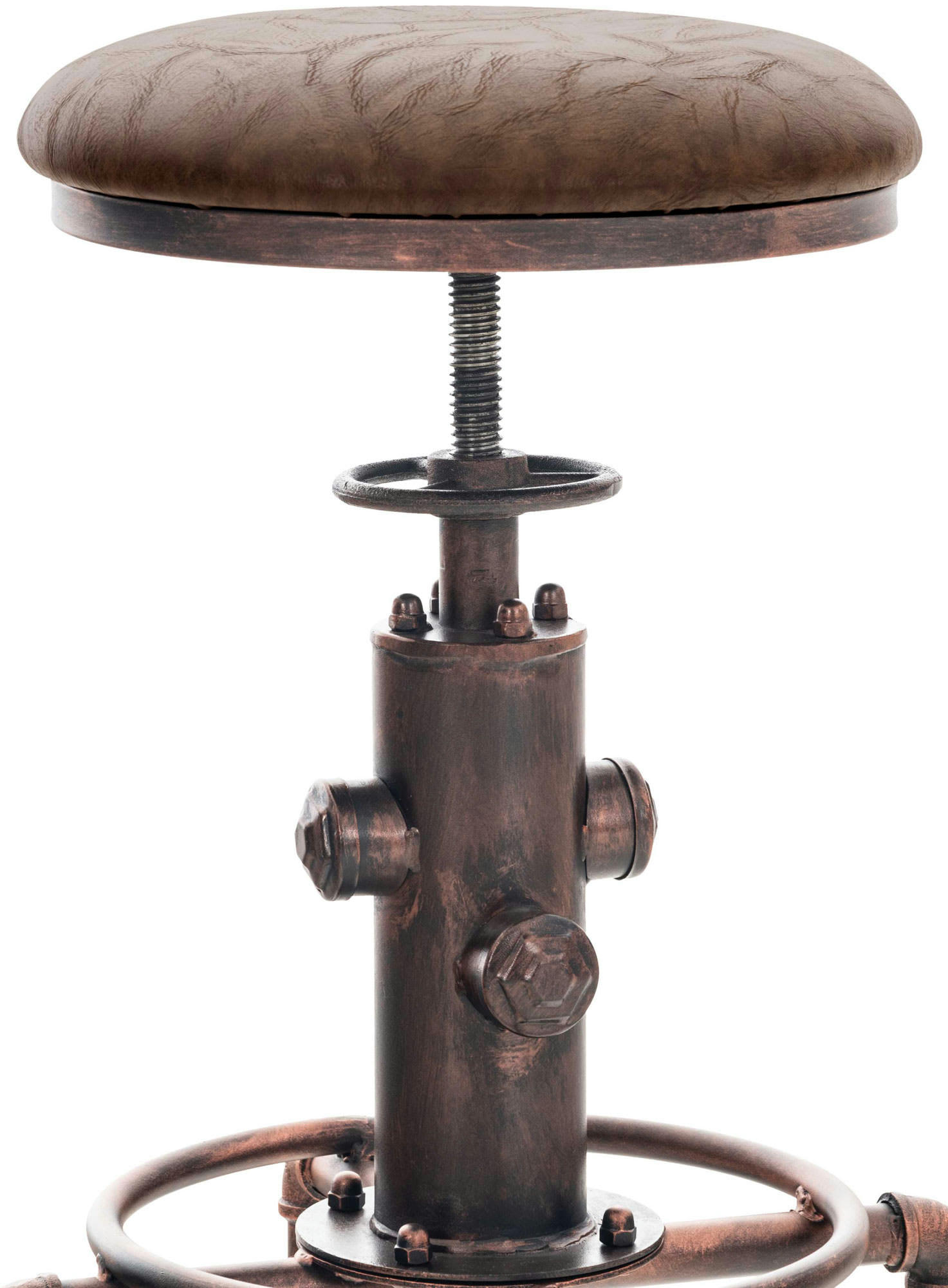 LUMOS - Tabouret de bar industriel réglable en similicuir vintage Marron