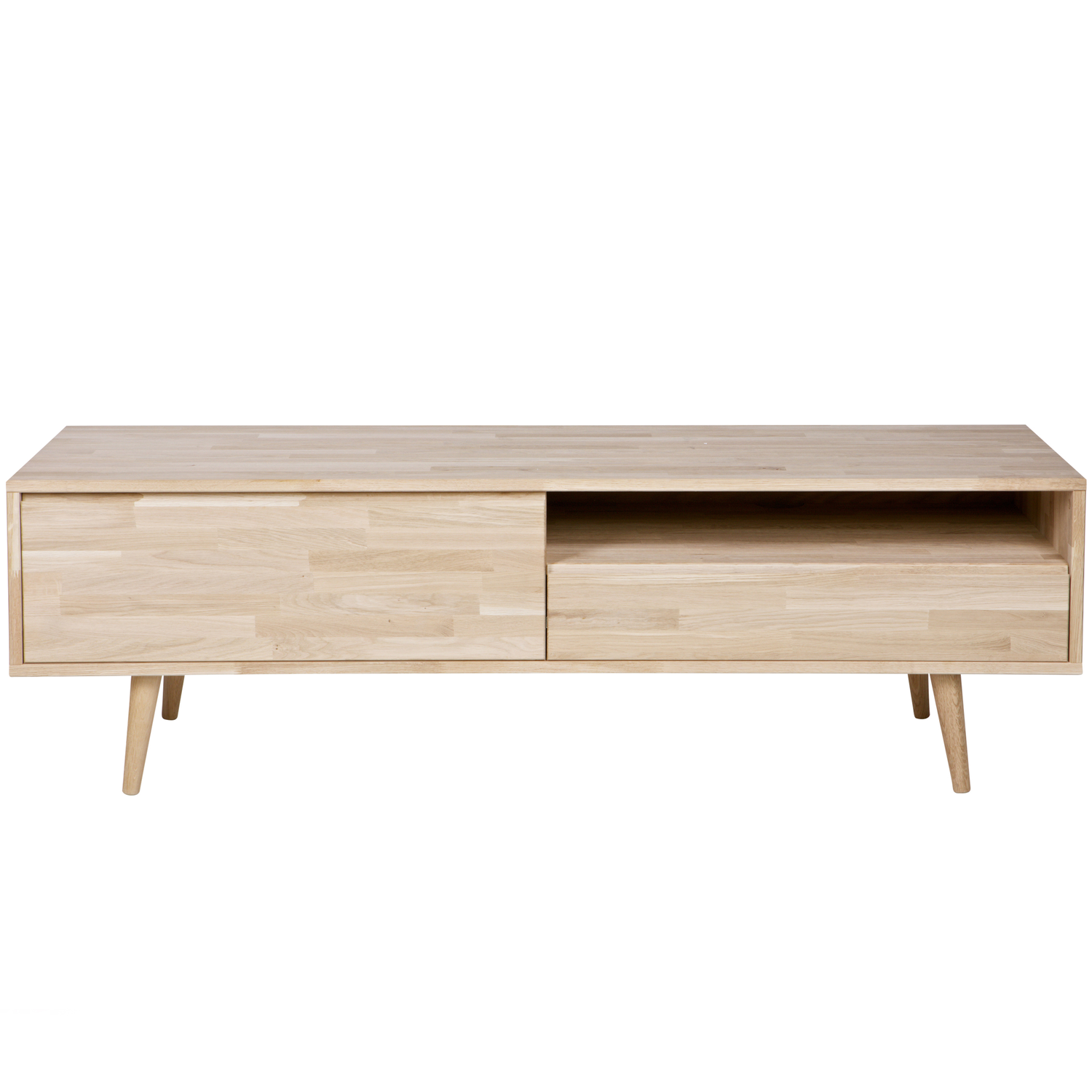 WOOOD tv--meubel met retro poten Tygo - Eiken - Onbehandeld -47x150x44