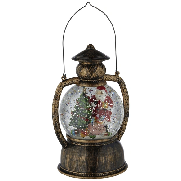 LED-Kugellaterne, kugelförmig, Höhe: 20 cm, batterie, goldfarben/grün/rot