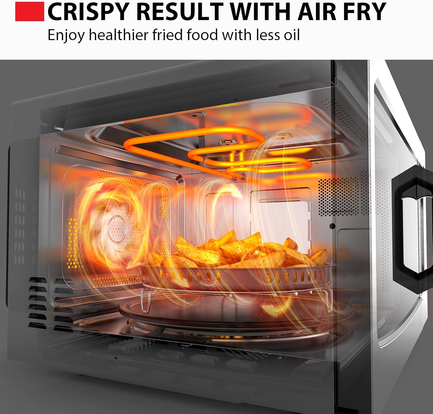 Toshiba Air Fryer Combo 4-in-1 Countertop Microwave Oven, Smart Sensor, Convection, Mute Function, Position Memory 13.6 Turntable, 1.5 Cu Ft, 1000W, Black, ML-EC42P(BS)