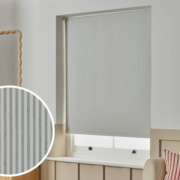 Habitat Stripe Blackout Blue Roller Blind - 90cm