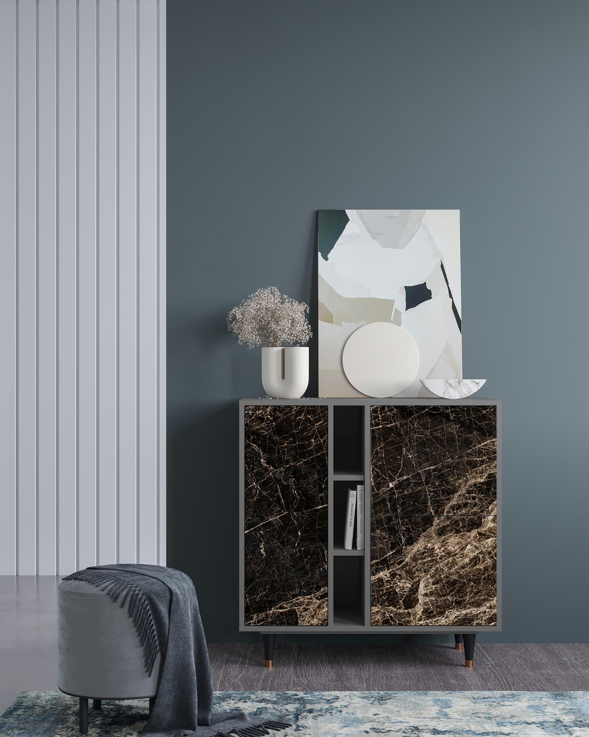 NIGHT ABYSS - Buffet  noir 3 portes L 94 cm