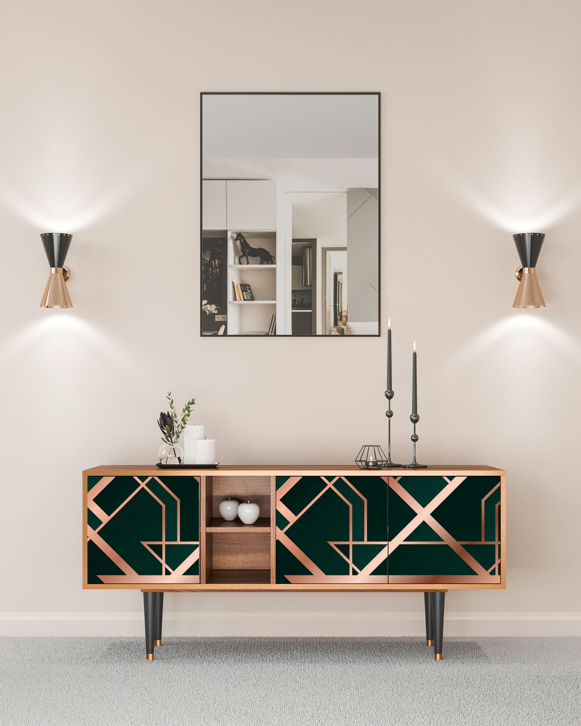 EMERALD GATSBY - Meuble TV  vert 3 tiroirs L 150 cm