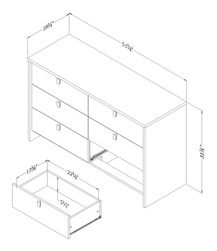 South Shore Cookie Kids 6-Drawer Dresser/Chest, Grey/White