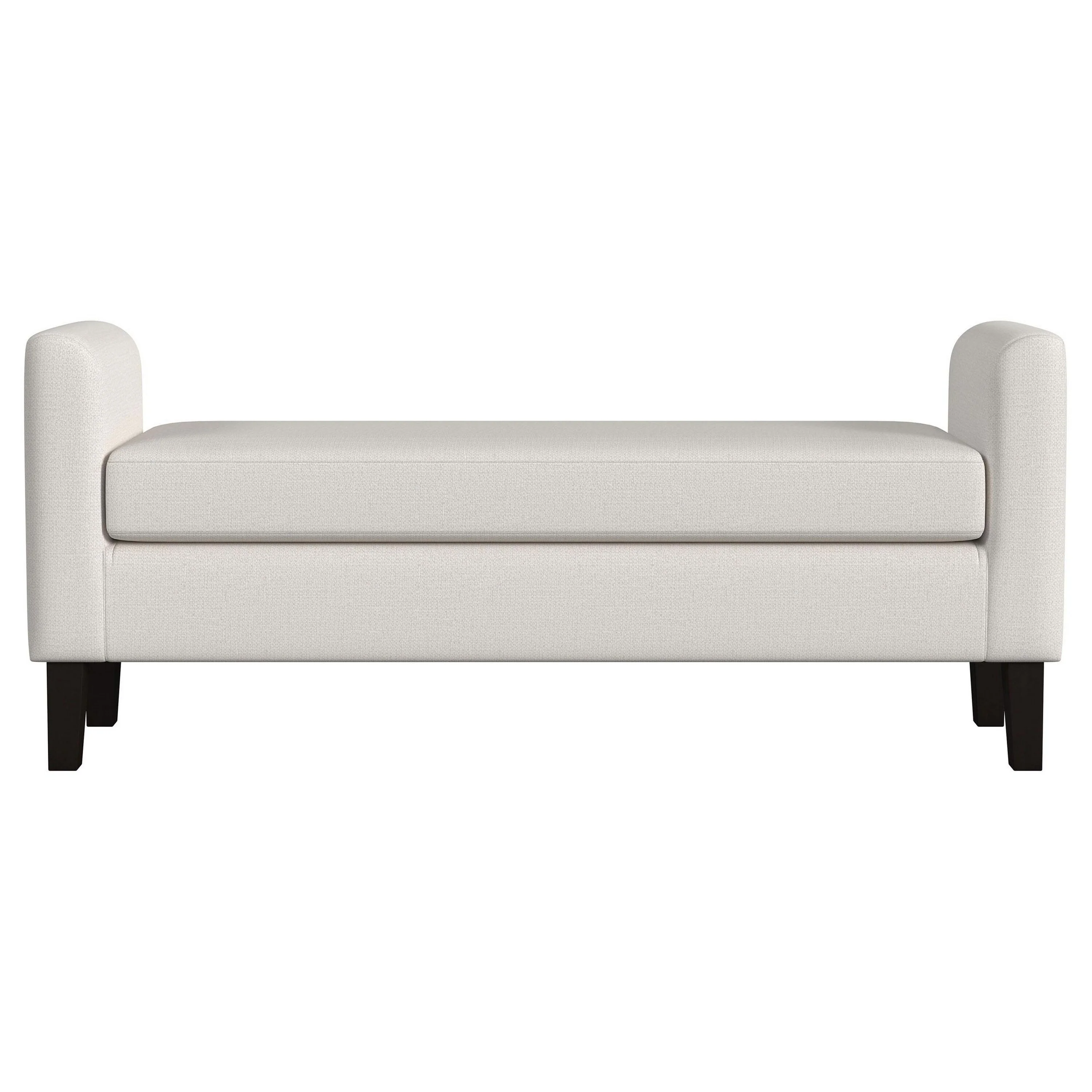 Reyan Accent Bench, Ivory Fabric, Foam Cushions, Black Wood, 60 Inch