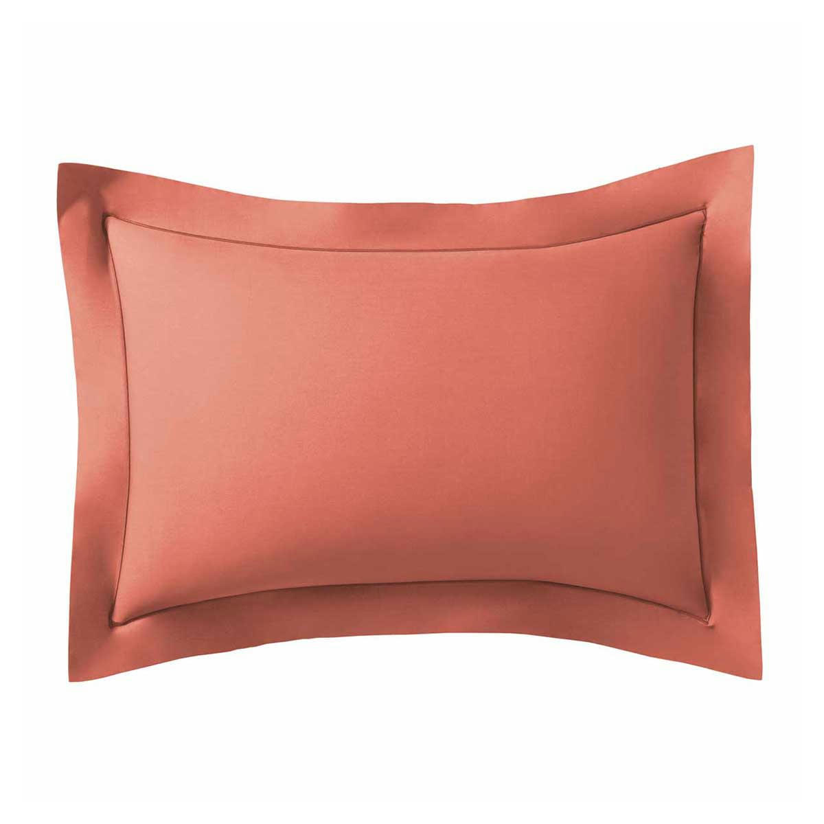 ROYAL LINE CORAIL - Taie d'oreiller en percale de coton corail 50x70