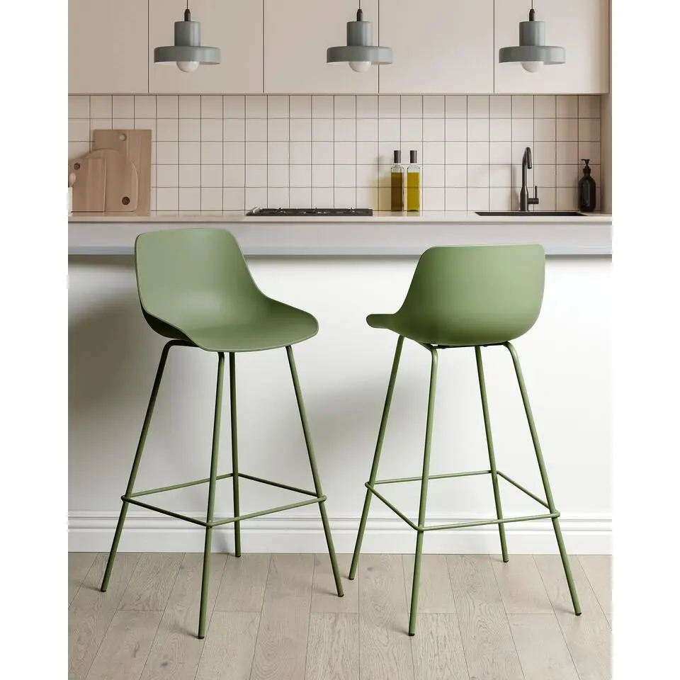 EMMET - Barkruk set van 2 - Groen - Synthetisch materiaal