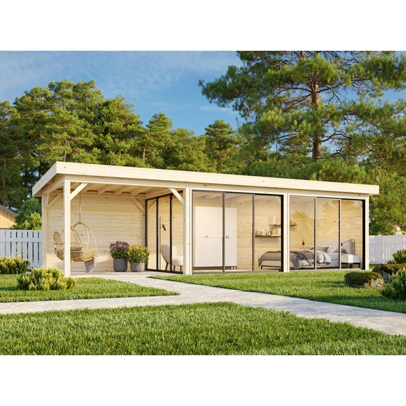 Pavillon »Lenna«, Aufstellmaße BxTxH: 916 x 340 x 245 cm, tauchgrundiert, Holz