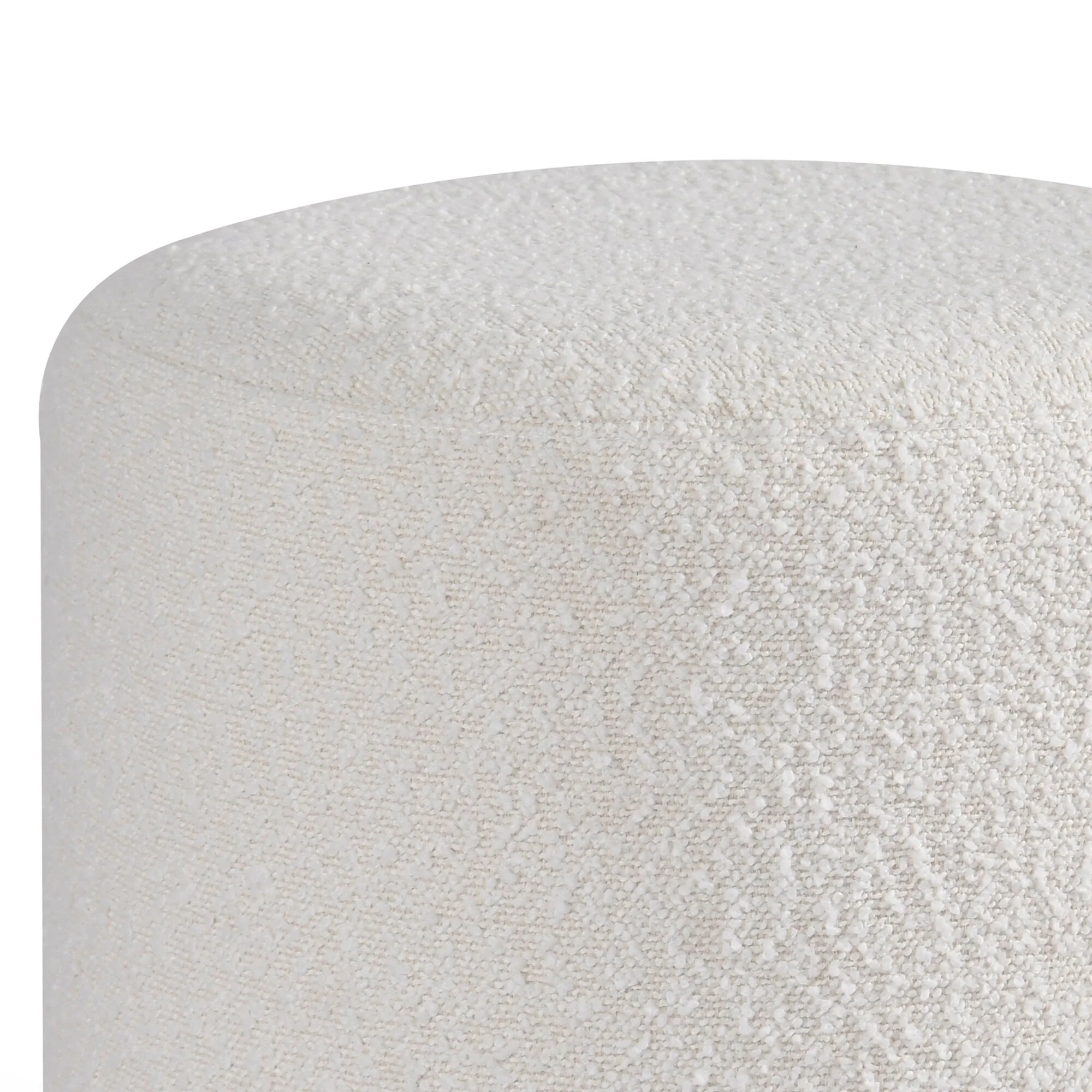 Bellini White Boucle Fabric Round Footstool Ottoman Medium Size