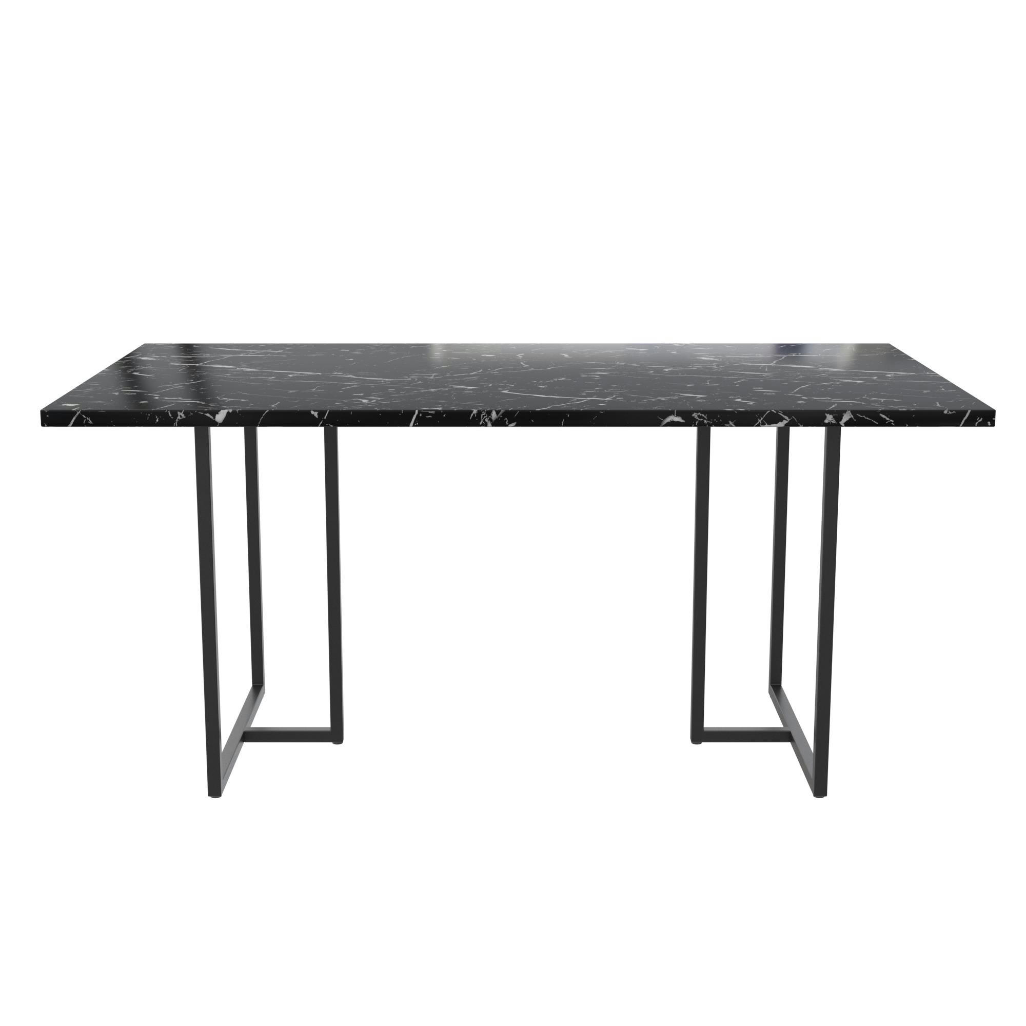 ASTOR - Table de salle à manger 160x90 cm 8 personnes en MDF Noir Marbre