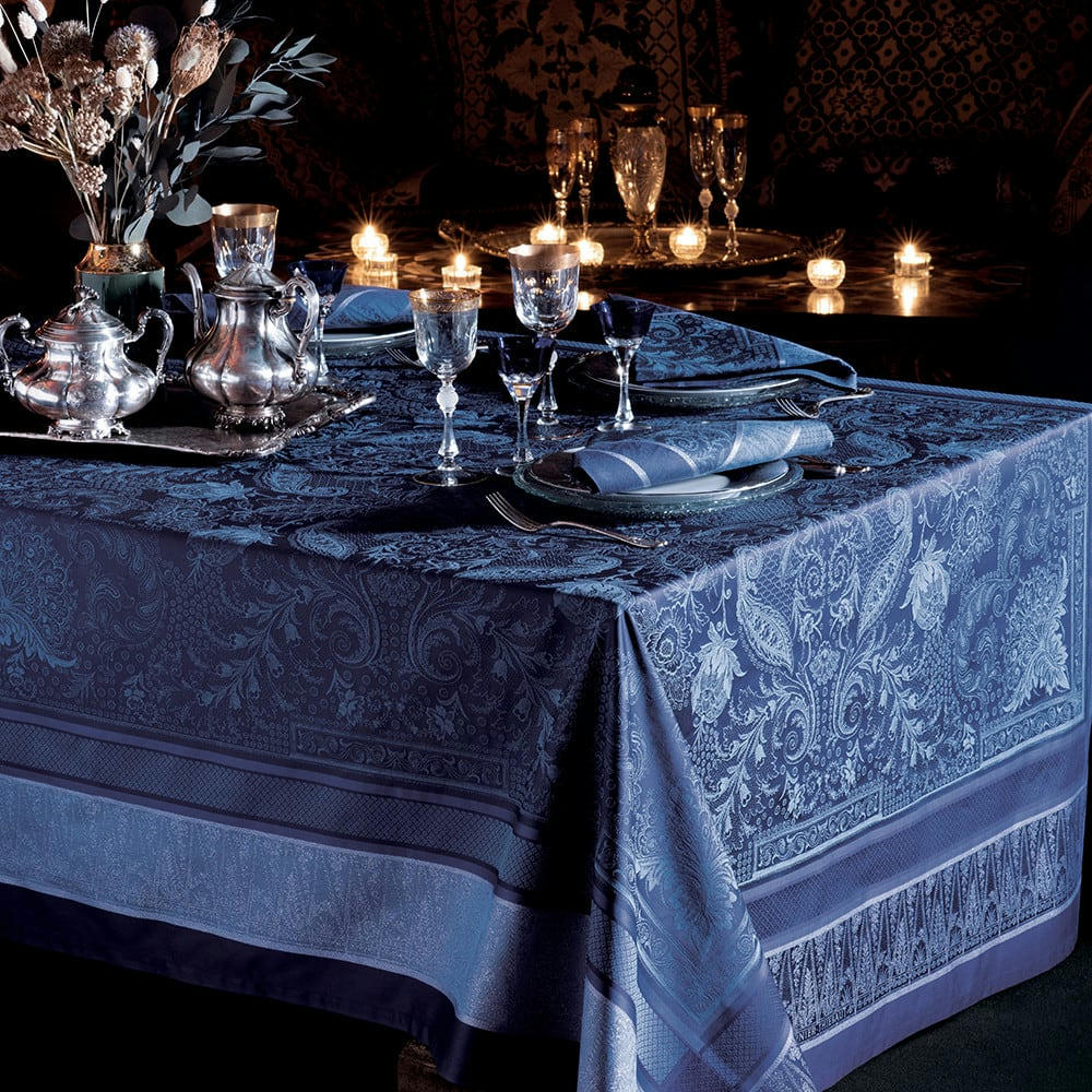 PERSINA CREPUSCULE - Nappe antitache déperlant coton & autres fibres bleu 174X254