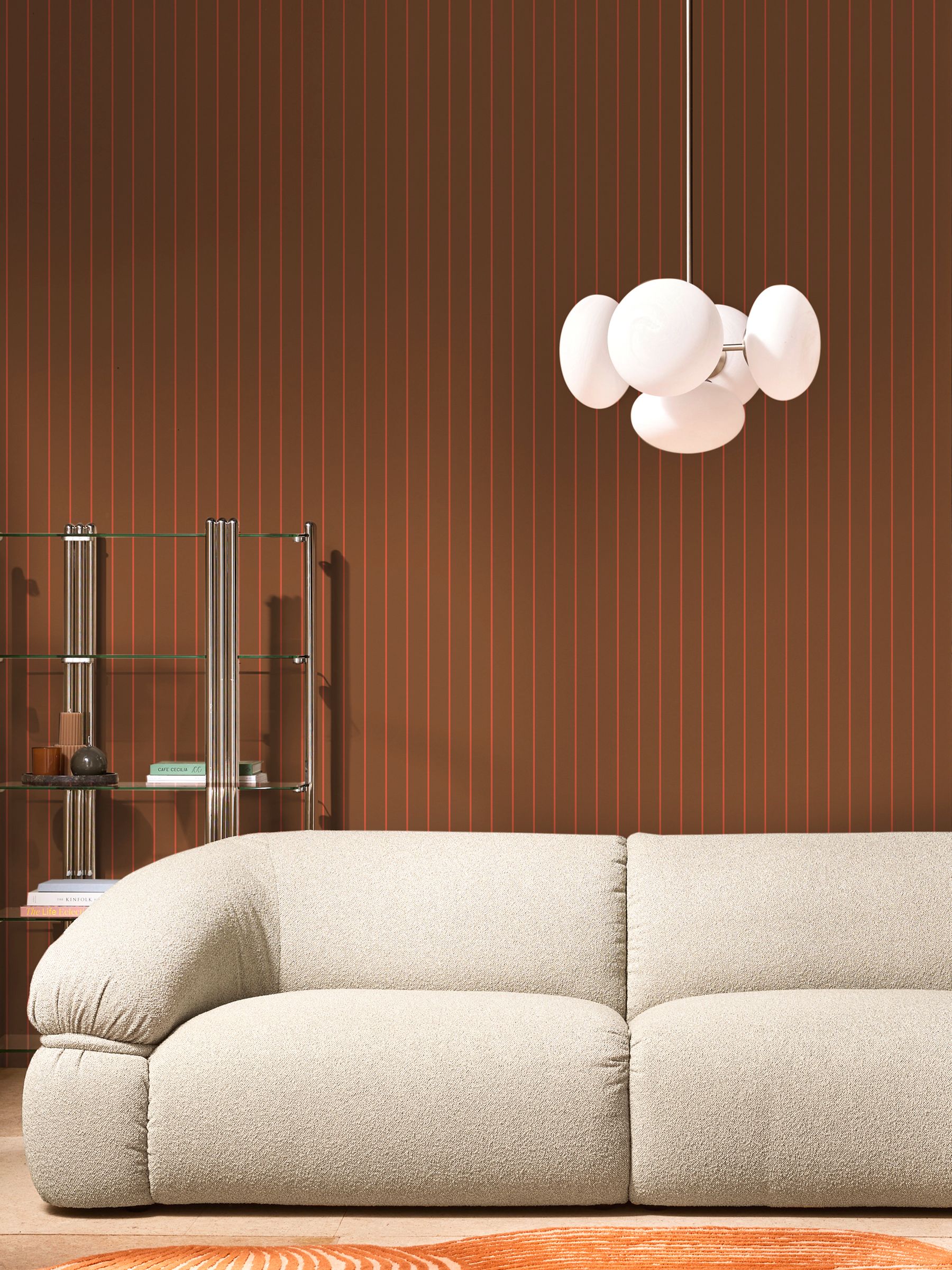 Kyria Stripe 10M Wallpaper in Caramel Red