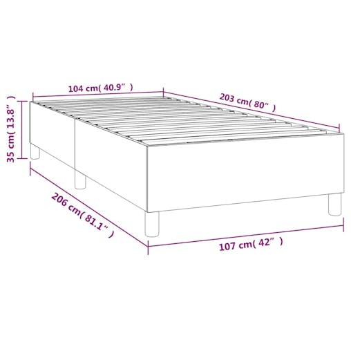 NNEVL Box Spring Bed Frame Dark Grey 107x203 cm King Single Fabric