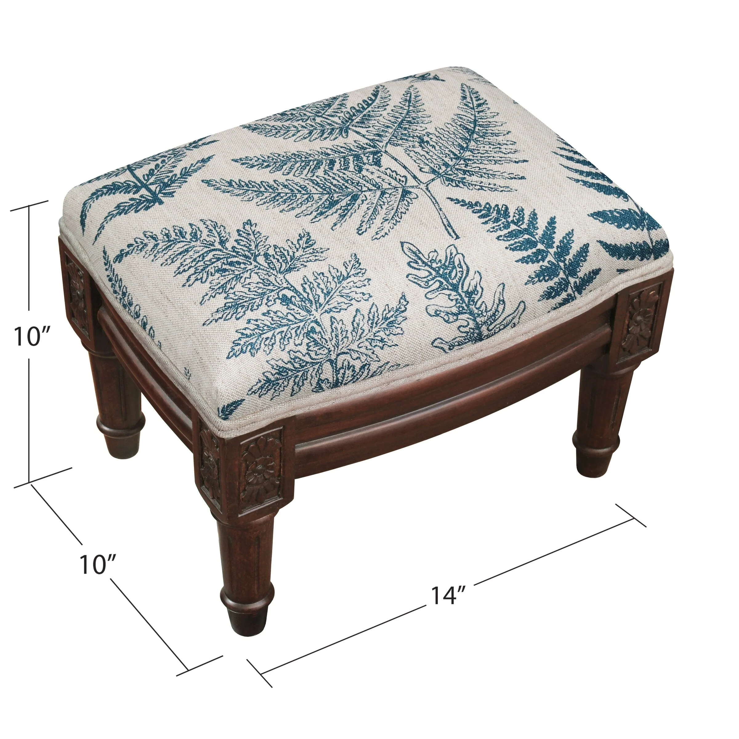 Blue Fern Footstool