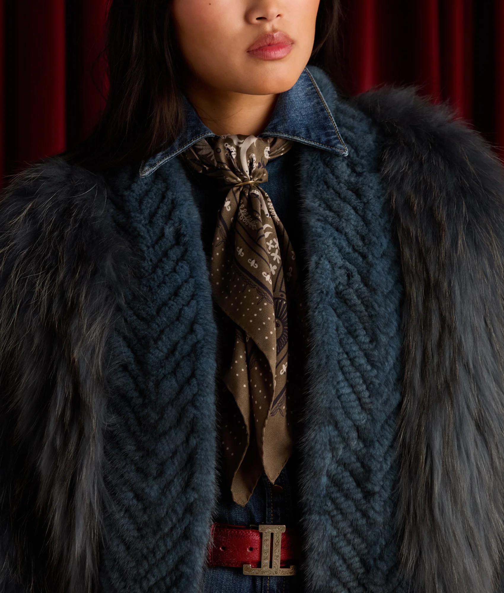 Roots Silk Scarf - Olive