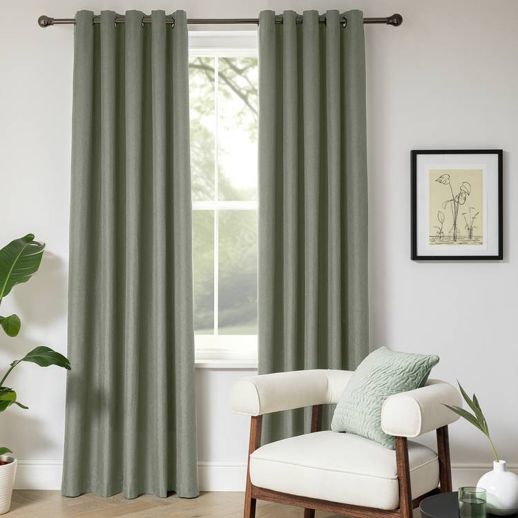 Habitat Blackout Eyelet Curtains - Green - 117x137cm