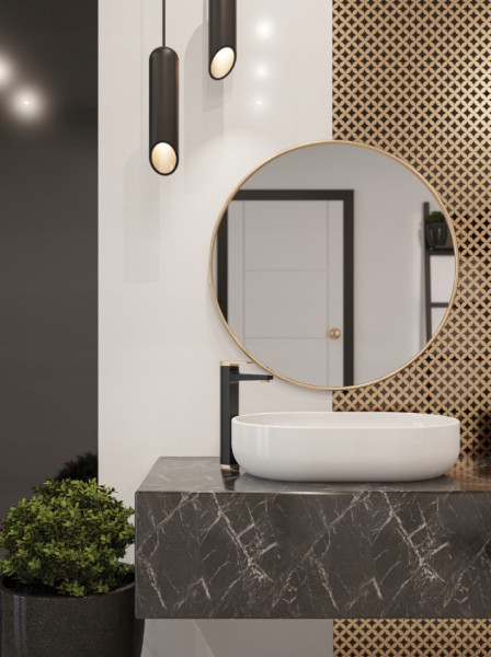 Bateria Umywalkowa Wysoka Midnight Invena Trend, Black/Gold