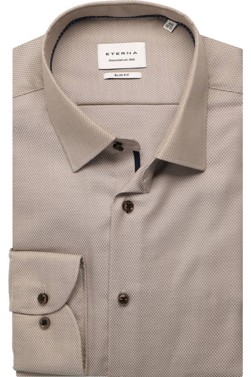 ETERNA Slim Fit Hemd braun, Strukturiert (extra langer Arm)