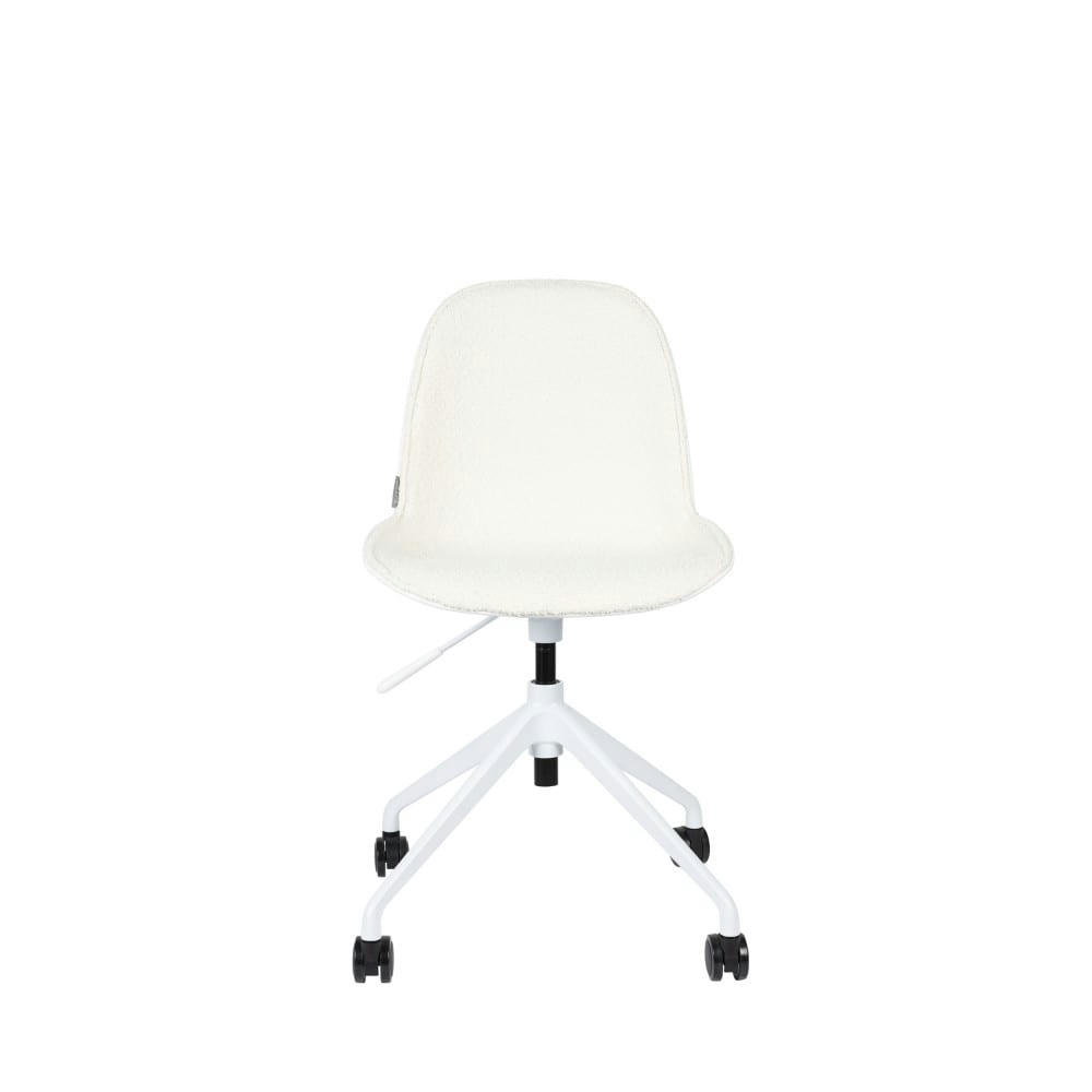 ALBERT KUIP - Chaise de bureau en tissu bouclette pivotante à roulettes blanc