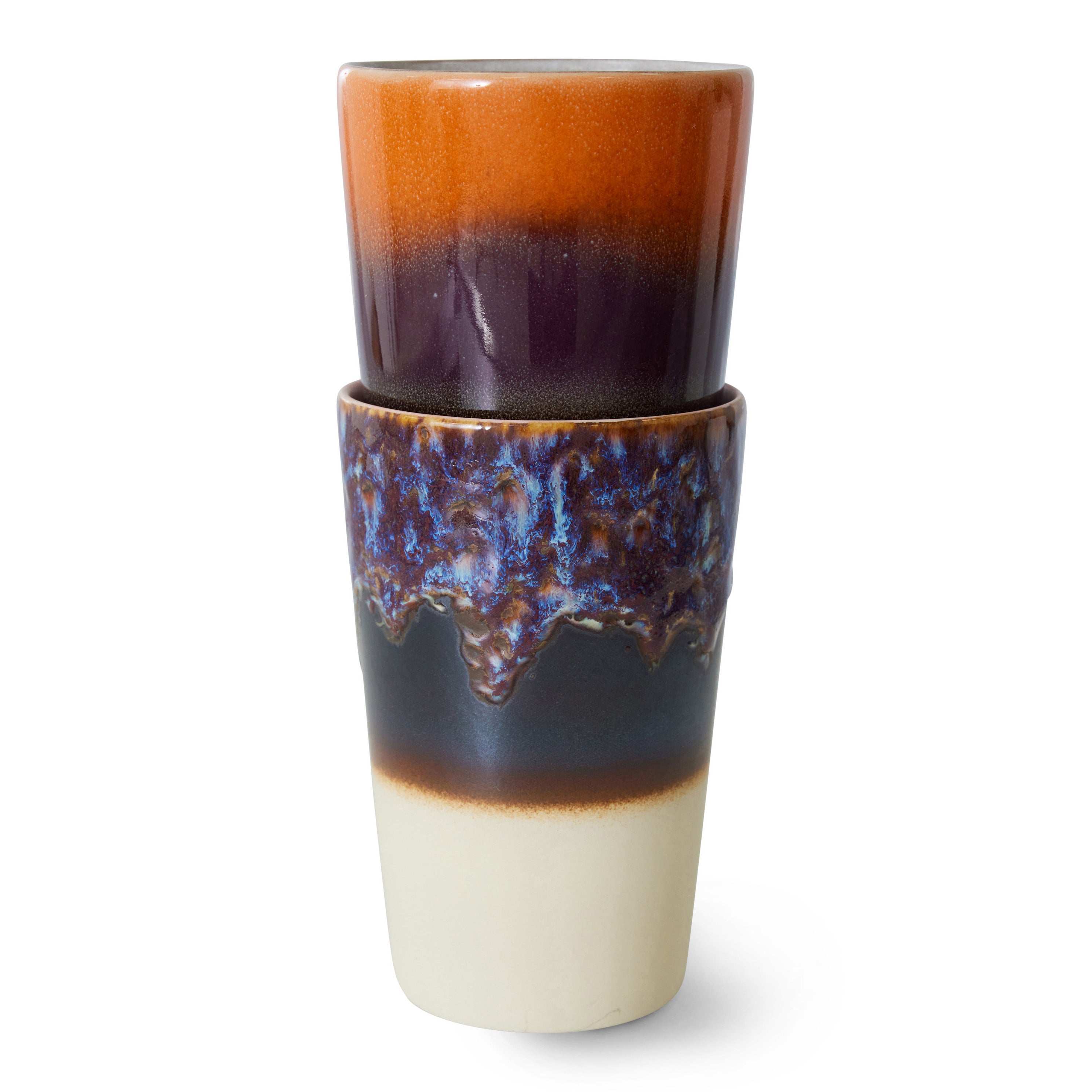 HKliving 70's Ceramics Theemok 0,47 L - Set van 2 - Dusk