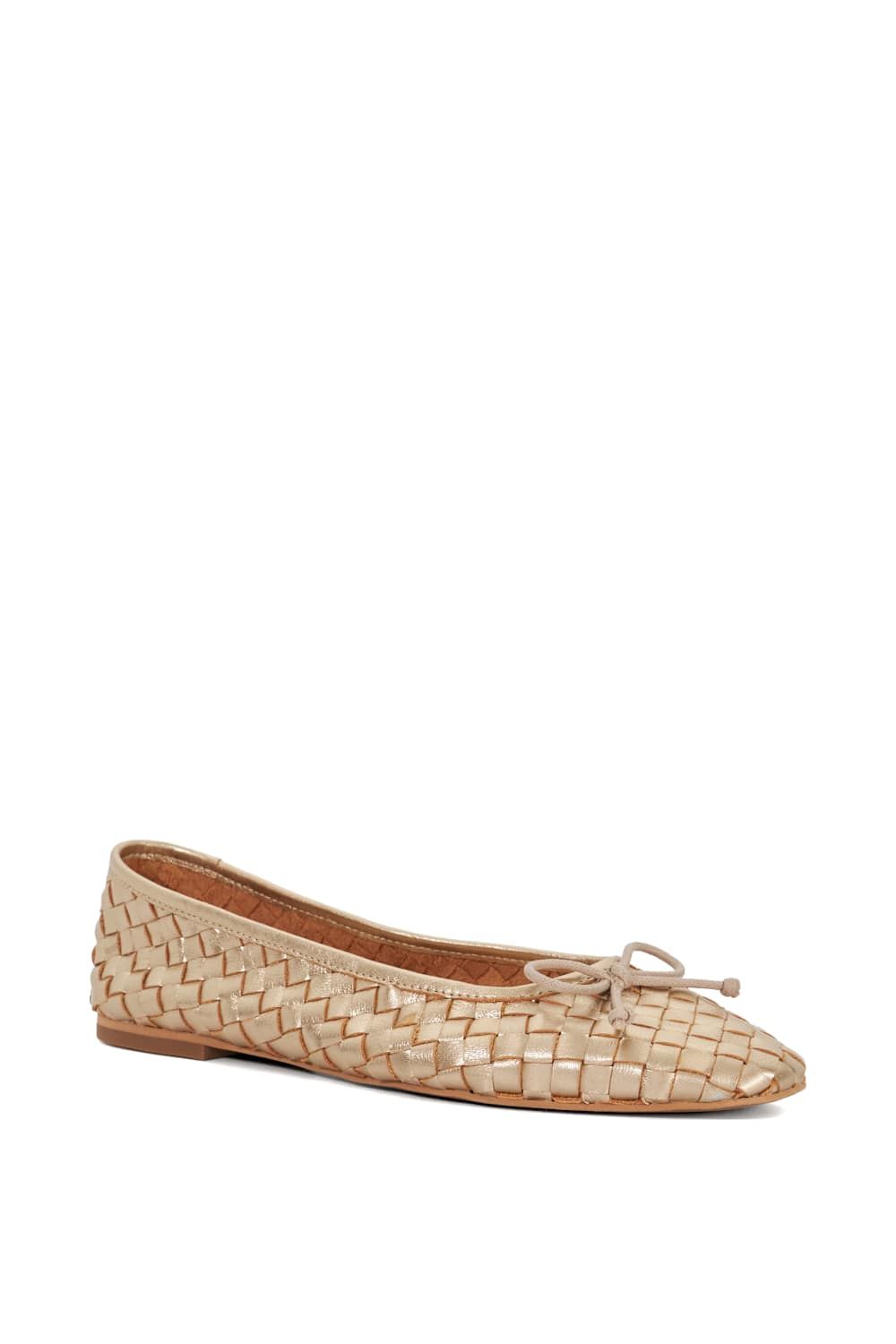 Dune London Wide Fit 'Heat' Leather Ballet Pumps