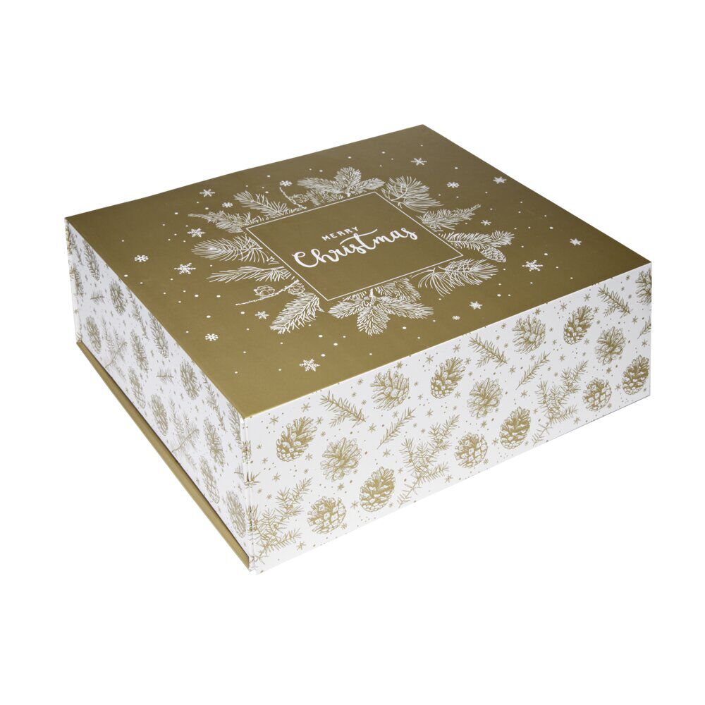BoÎte cadeau pliante dorée grand modèle L35cm
