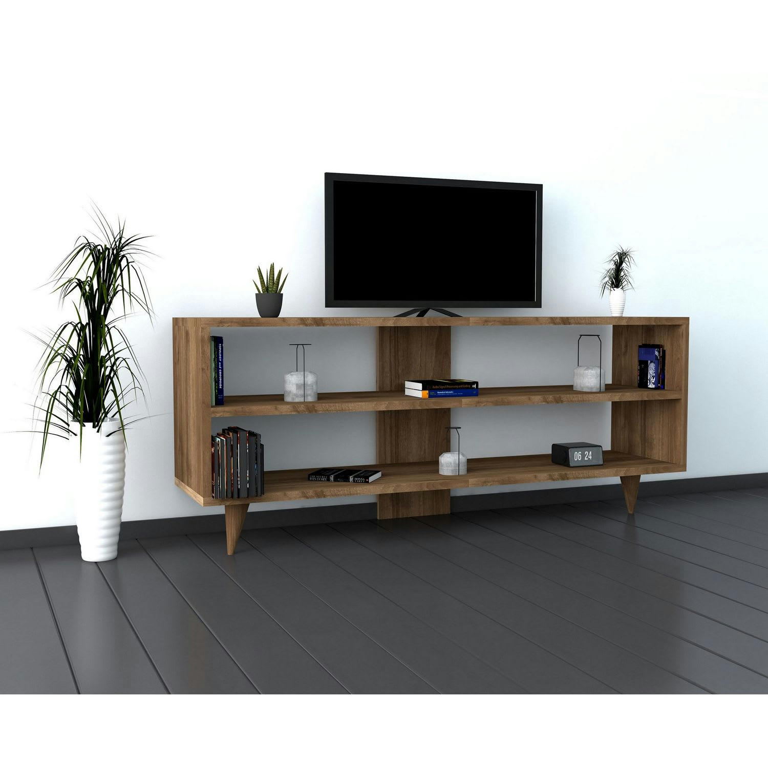 ONE - Meuble TV 120 cm marron noix