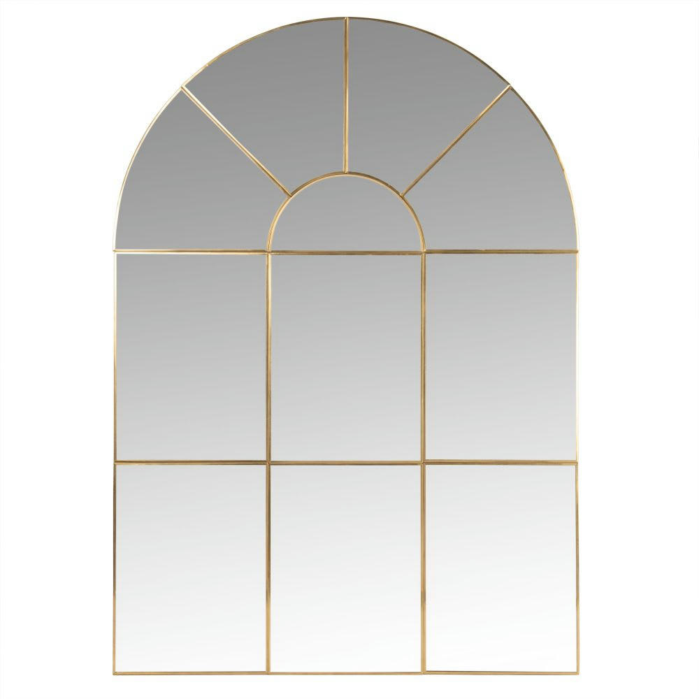 ORANGERIE - Miroir arche fenêtre en métal doré 50x70