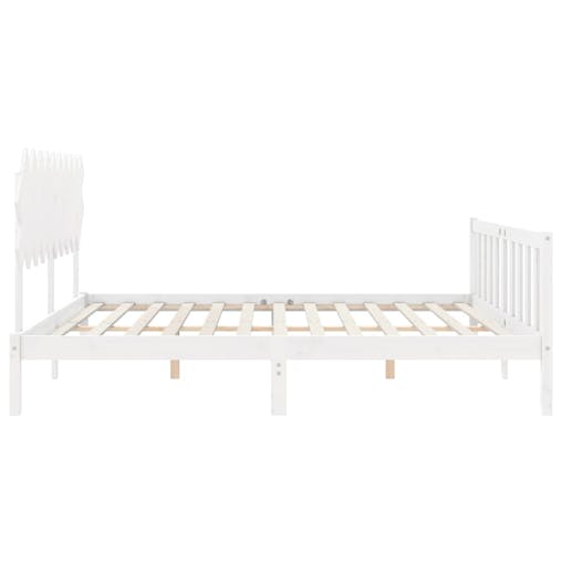 NNEVL Bed Frame with Headboard White 137x187 cm Double Solid Wood