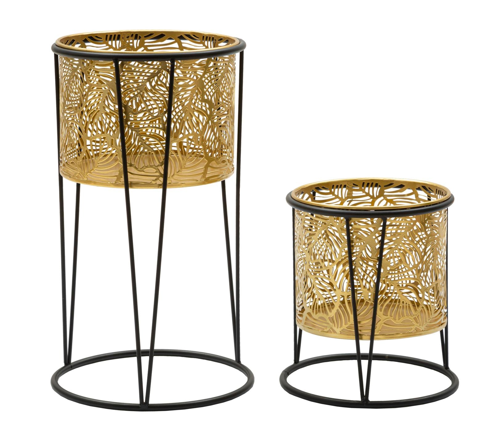 Mauro Ferretti Leavy Set van 2 pothouders in goud en zwart metaal