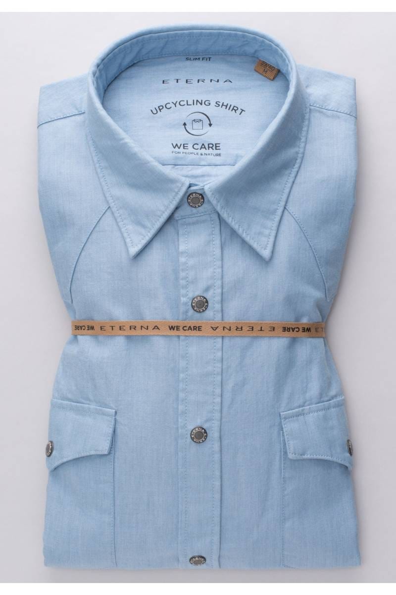 ETERNA Slim Fit Tencel Hemd hellblau, Einfarbig