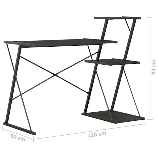 NNEVL Desk with Shelf Black 116x50x93 cm