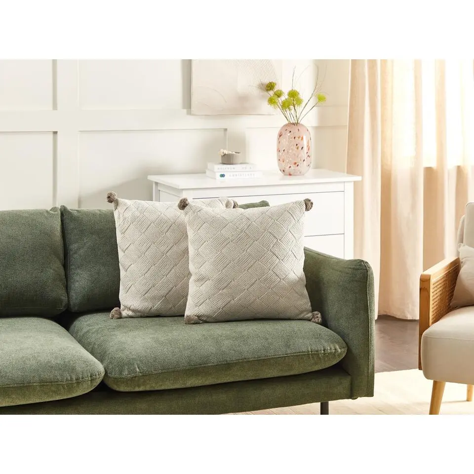 OBERONIA - Sierkussen set van 2 - Beige - 45 x 45 cm - Katoen