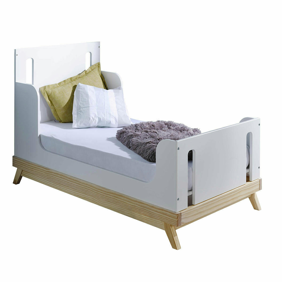 ZOLA - Lit bébé évolutif 70x140 cm bois massif blanc