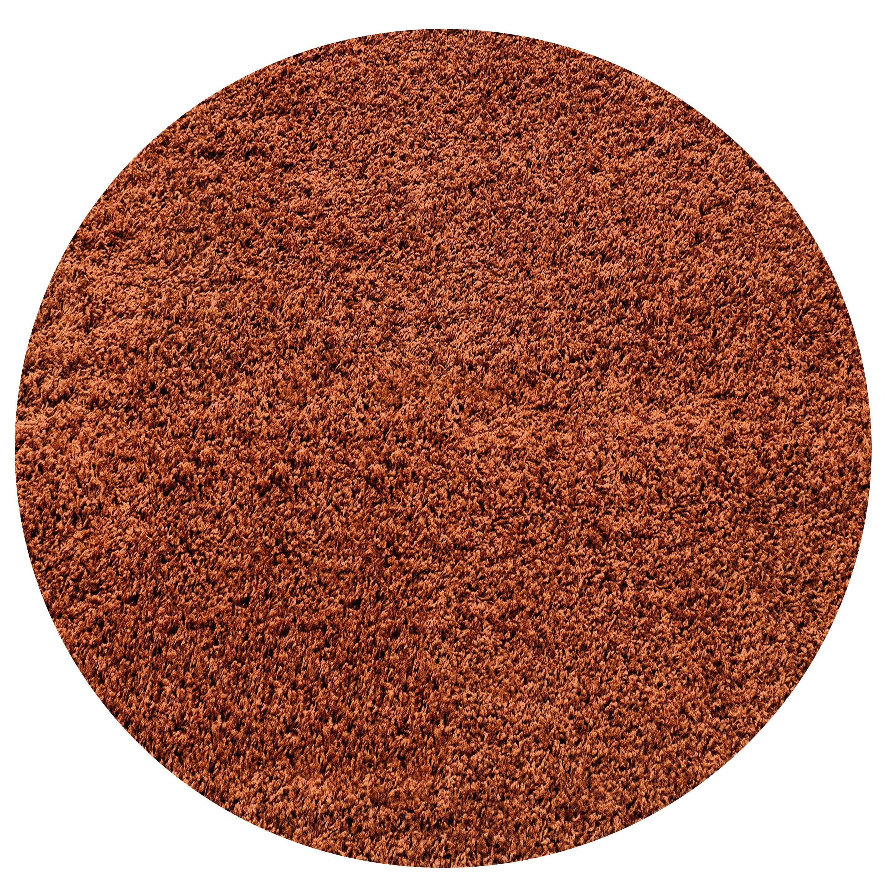 SHAGGY - Tapis uni rond terracotta 80x80cm