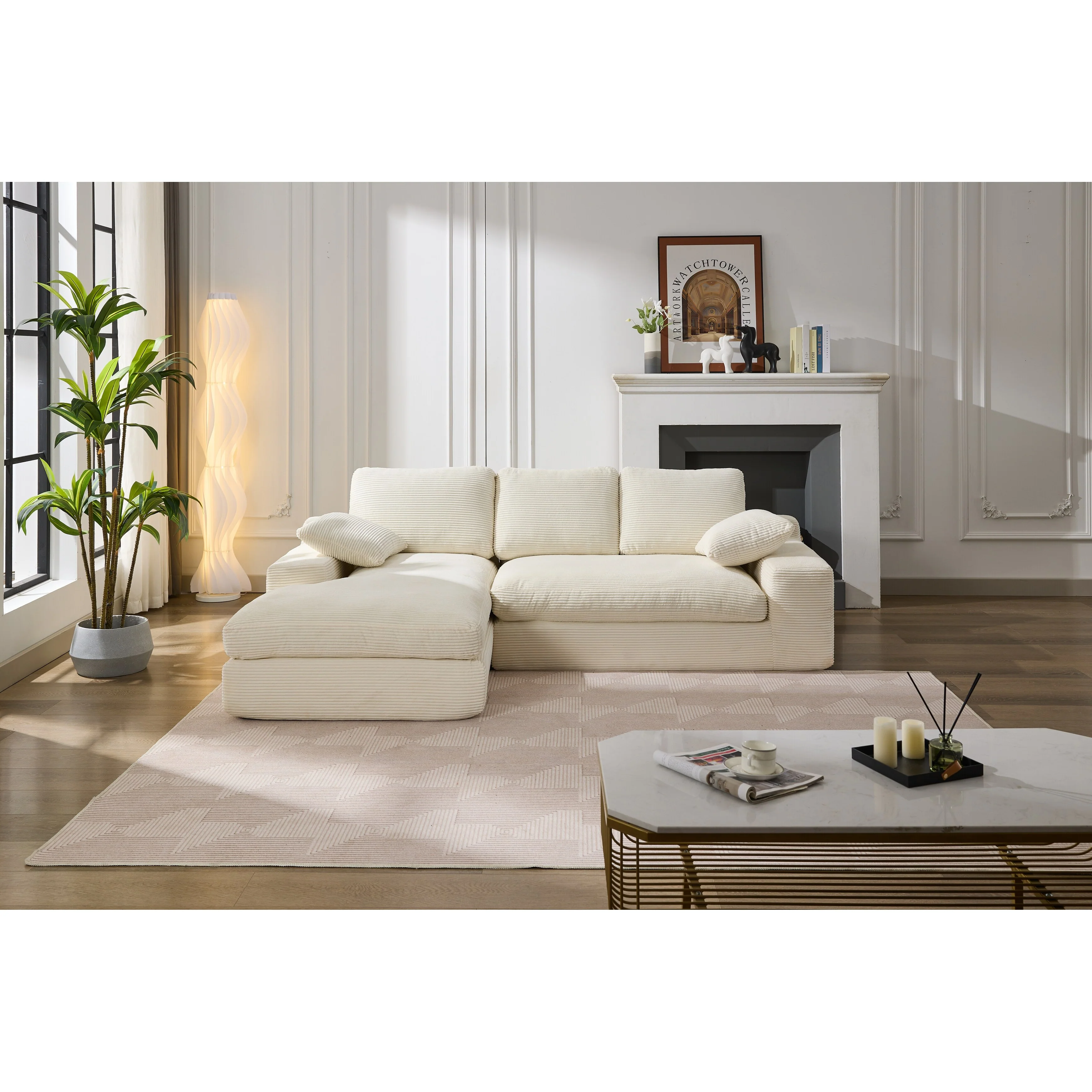98.4'' L-Shaped 4 Seater Modular Sectional Sofa with Chaise, Modern Design, Comfortable High-Resilience Foam Cushions