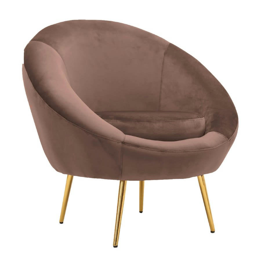 VELVET - Fauteuil rond en velours marron