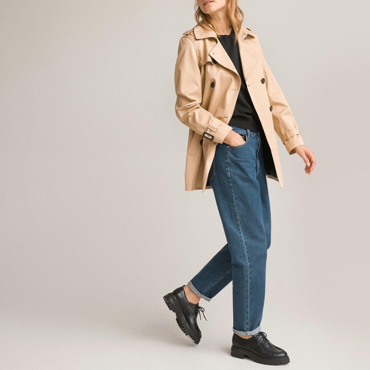 Trench mi-long boutonné