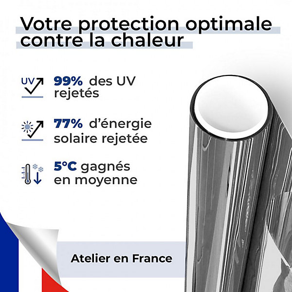 DIMEXACT - Film solaire anti chaleur pour double vitrage meilleure performance - gris fumé - 152 cm x 10 m - en Rouleau