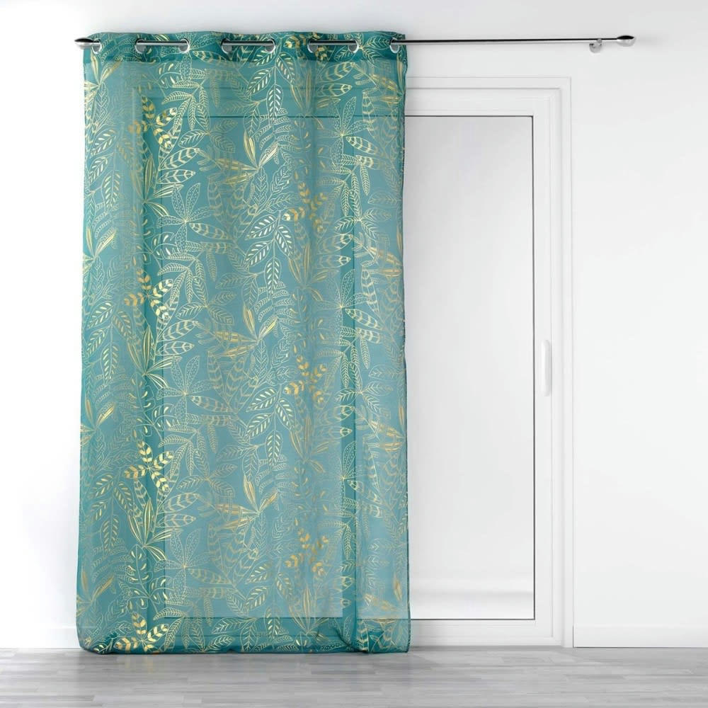 BELFLOR - Voilage sable métallisé émeraude or 140x240cm