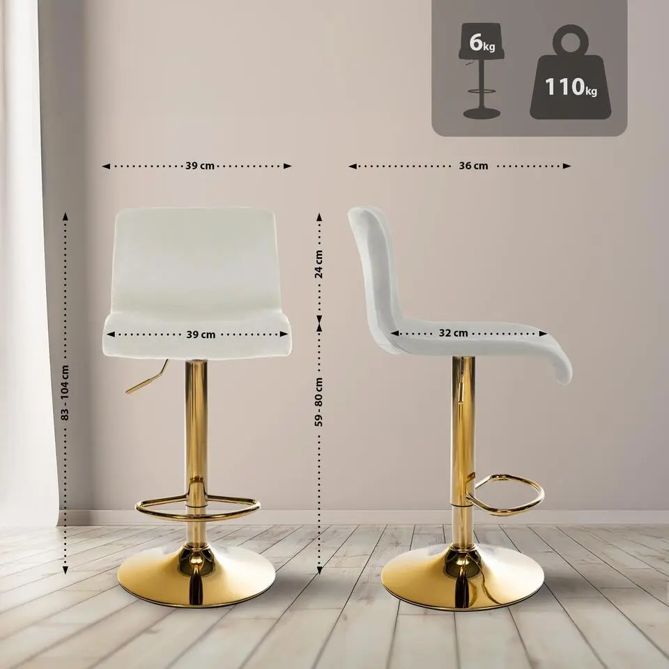 CLP Barkruk Hover Fluweel - creme