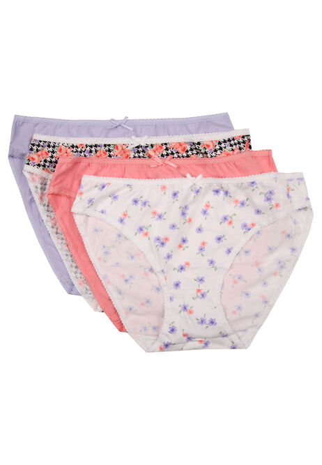 Womens 4pk Coral Floral Print High Cut Briefs