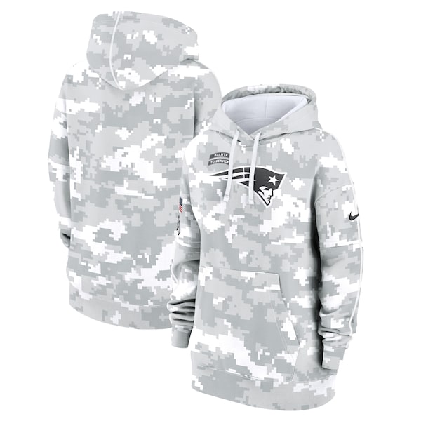 New England Patriots Nike Women's 2024 Salute To Service Club Fleece Pullover Hoodie - Arctic Camo