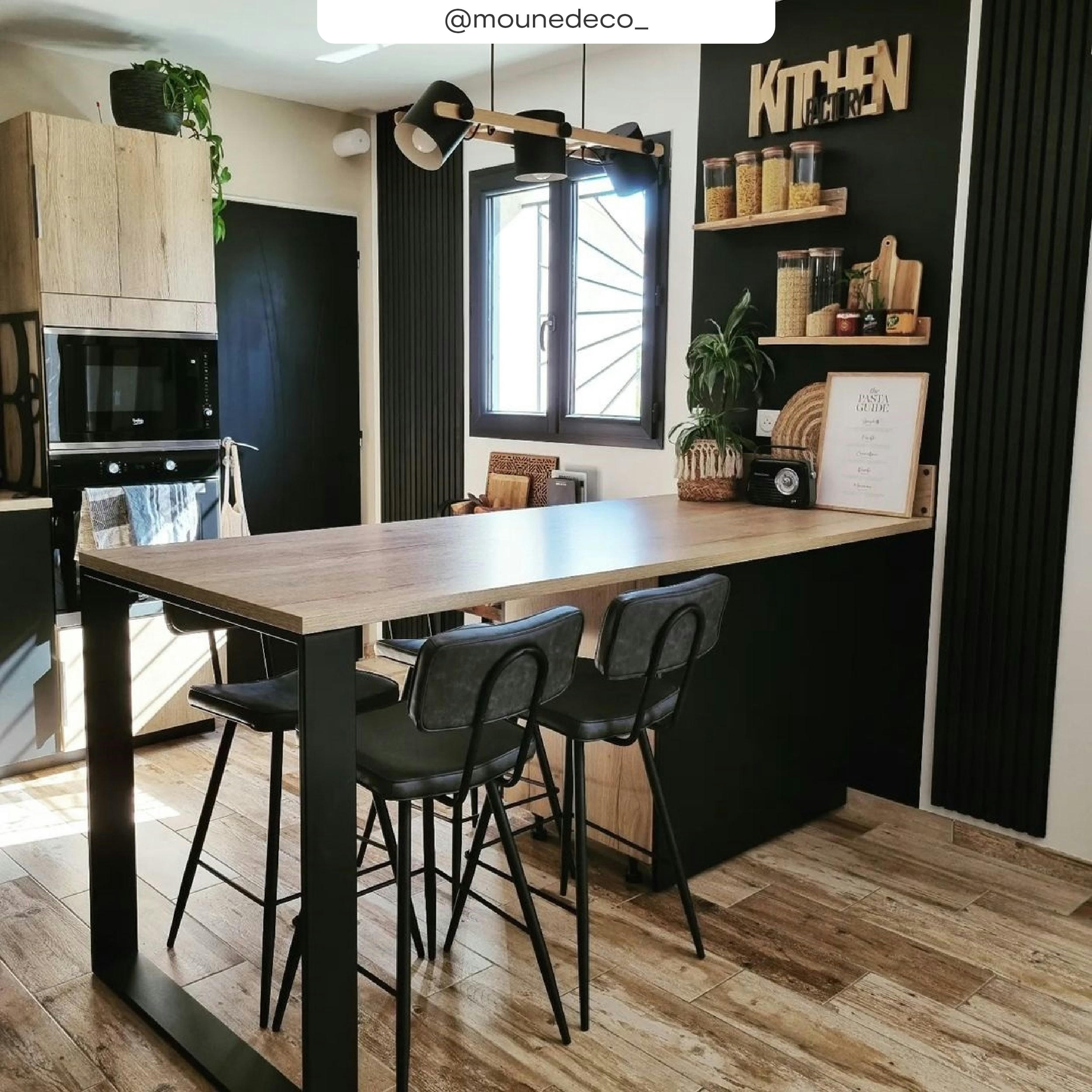 TEXAS - Chaise bar mi-hauteur 66 cm cuir synthétique gris / noir (x2)